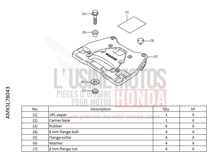KIT,CARRIER BRKT(PLA) de Africa Twin DCT MAT BALLISTIC BLACK METALLIC (NHA86) 2022